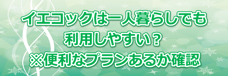 イエコックは一人暮らしでも利用しやすい?※便利なプランあるか確認